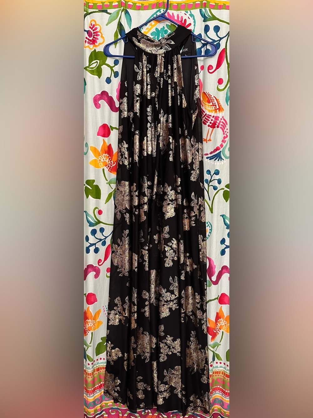 Navy/Gold Floral Halter Jumpsuit